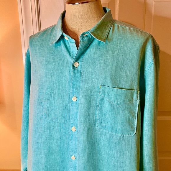 EUC Tommy Bahama Sea Glass Breezer Long Sleeve Linen Shirt Lawn Chair Size XXL - Picture 3 of 5